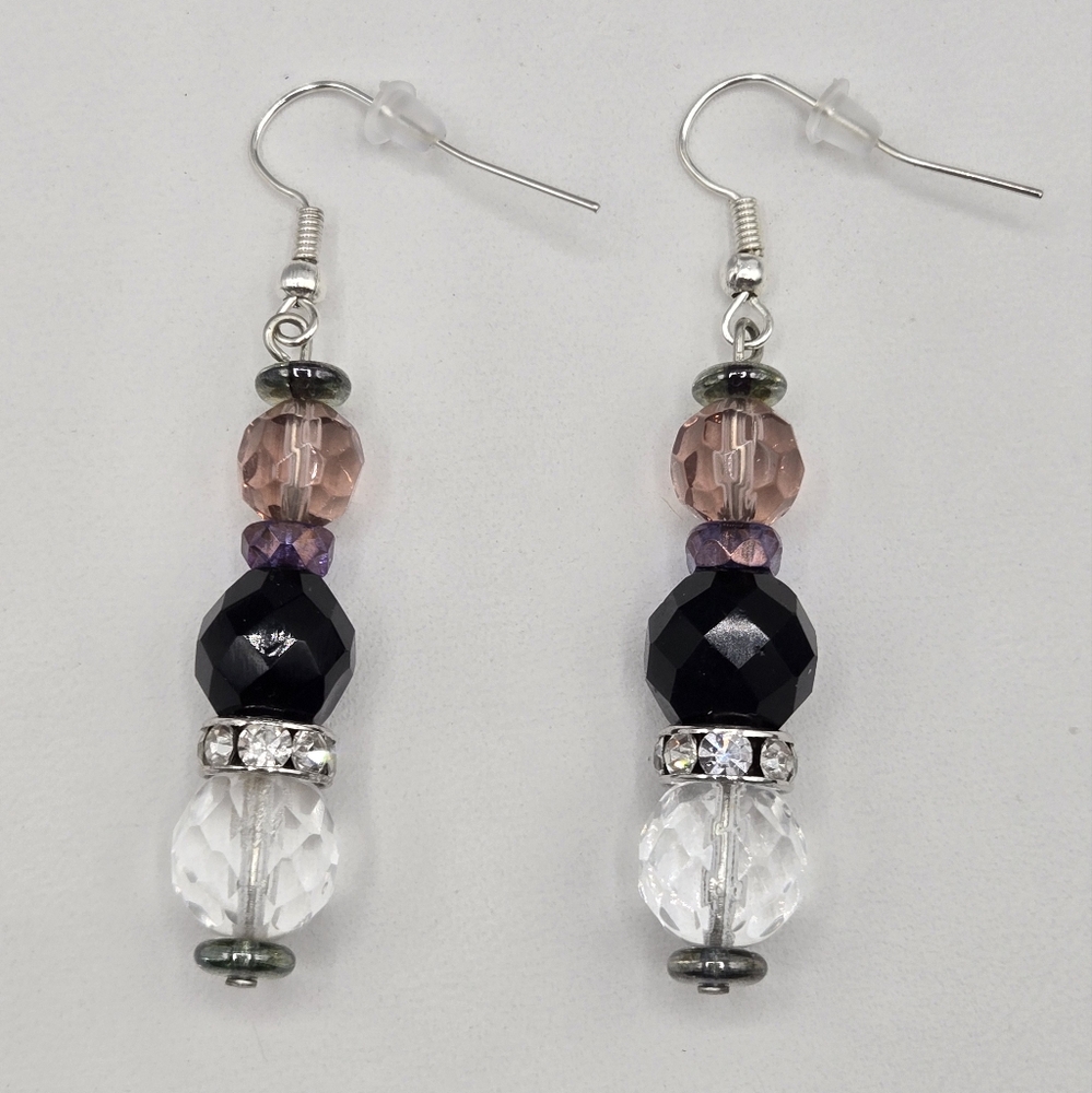 Crystal Dangle Earrings Made with Swarovski Crystals Silver Overlay - Picture 1 of 4